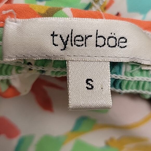 Tyler Boe Silk Floral Lightweight Blouse Size Small Orange Blue - Picture 6 of 8